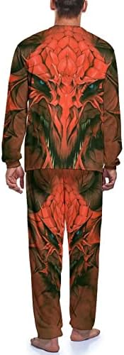 BAIKUTOUAN Red Dragon u kamenu Print pidžama Set Top i hlače Muška spavaćica Lounge spavaonica