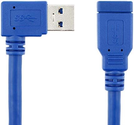 Occus - kablovi 100pcs / lot Blue USB 3.0 muško za žensko 90 stupnjeva desni kut adapter produžni