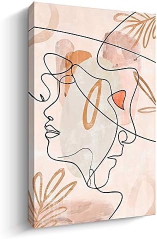 Zidna umjetnost crtanja linija, minimalistički apstraktni umjetnički printovi-lica parova-moderan estetski