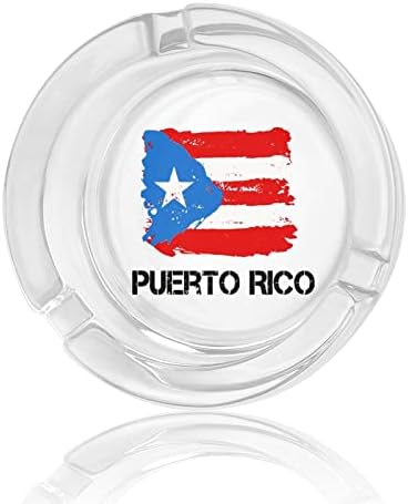 Zastava države Portoriko Glass Peshtray za cigarete okrugli pepeo prijenosni nosač pepela za unutarnji vanjski