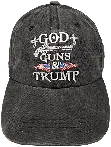 Let it Fly God Guns & Trump 2024 SAD Zastava Crna oprana vezeni šešir kapa