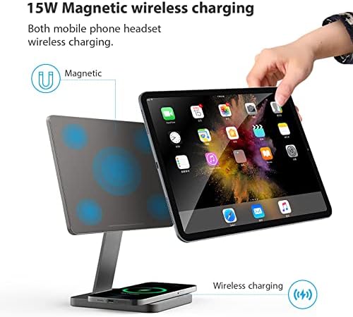 Meaowxva magnetski stalak za iPad sa 15W bežični punjenje bazom aluminijskih 360 ° rotacijski