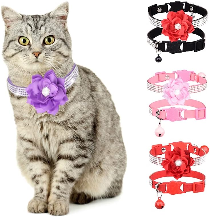 Rhinestones ogrlice za pseće mačke sa zvonastim Bling ogrlicama za kućne ljubimce sa mekanim baršunastim kristalnim