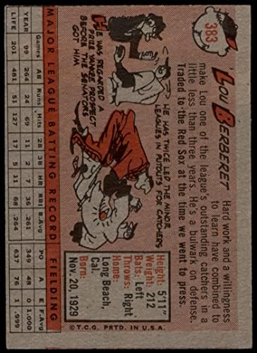 1958 FAPPS 383 Lou Berberet Boston Red Sox Good Red Sox