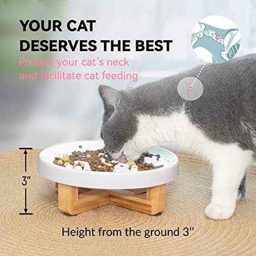 Keramička posuda za sporu hranilicu za mačke sa postoljem, posude za mačke za sporo jelo, uzdignuta Zdjela
