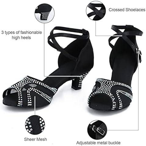 Fukzte Womens Welloroom Dance Cipele za Social Salsa Latin Dance Haljina Obućari Ženske cipele za pletene cipele