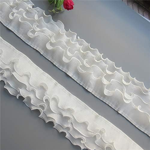 1 dvorište 4-sloj elastične naborene šifonske ruffle obloge sakupljene vrpce obrezivanje tkanine vezenjenim
