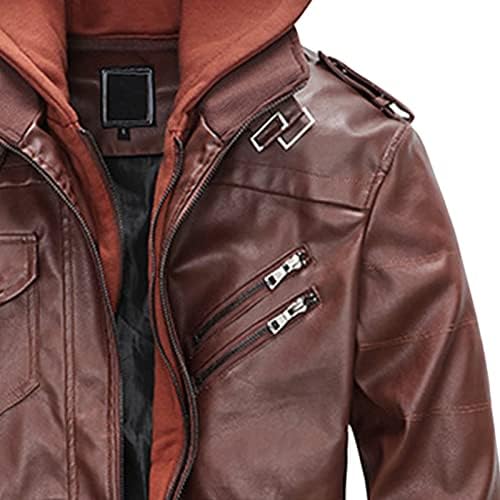 Maiyifu-GJ Muška motociklistička jakna od umjetne kože sa uklonjivom kapuljačom Vintage PU Koža Casual
