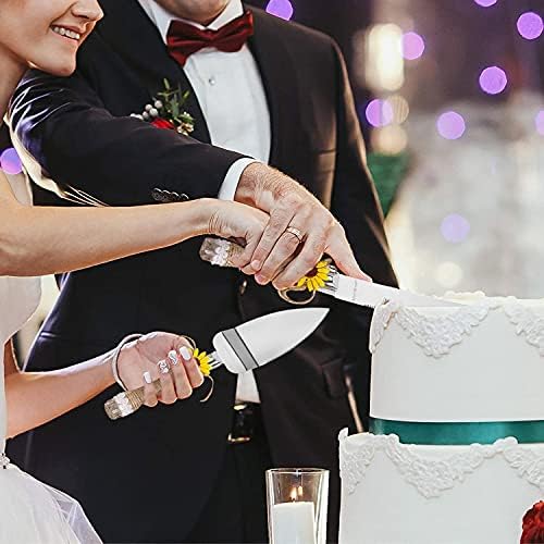 Rustikalni nož za svadbene torte i server sa dekorom suncokreta, kutija od nehrđajućeg čelika