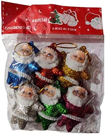Božić Ukras Za Božićnu Jelku Ukras Viseća Dodatna Oprema Mali 6 Santas Komad -10 Candy Sticks Komadni Paket
