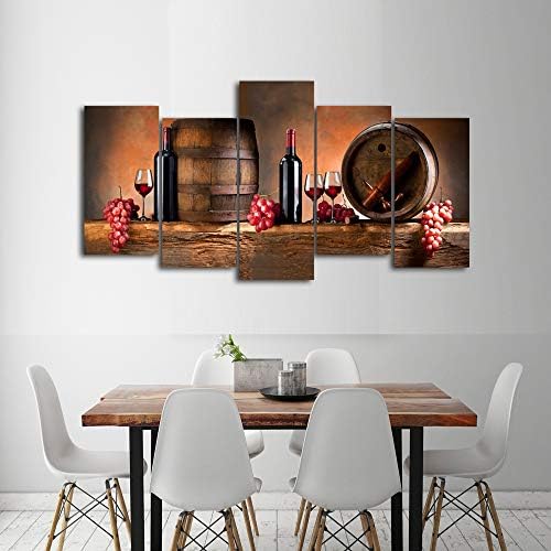 Cao Gen Decor Art-K60527 5 ploča zidna Umjetnost voćno grožđe crno vino staklo slika na platnu rastegnuta