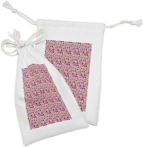 Ambesonne apstraktna torbica tkanina set od 2, šareni kreativni tonirani veliki i mali krugovi okrugli oblici