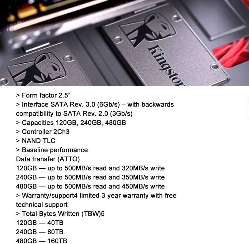 Kingston A400 SSD Unutrašnji čvrsti državni pogon 120GB 240GB 480GB 2,5 inčni SATA III