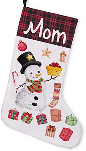 Gaicaak mama Burlap Božićne čarape, Snjegović Božićne čarape za mamu Porodični Božićni viseći čarape za kamin