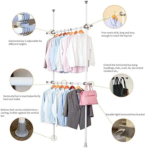 Podesivi stalak za odjeću, stalak za odjeću sa dvostrukim štapom, stalak za odjeću od 2 nivoa i stalak za odjeću,