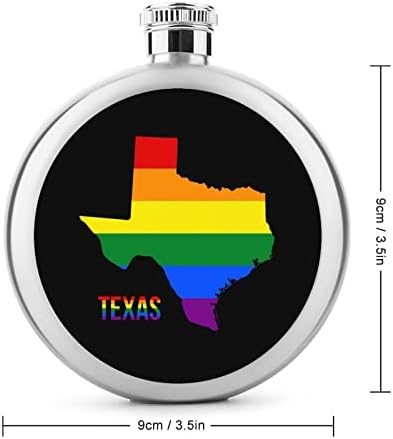 Mapa države Teksas u LGBT Duginoj zastavi slatka tikvica za piće 5 Oz kružne kukove otporne na curenje od nerđajućeg