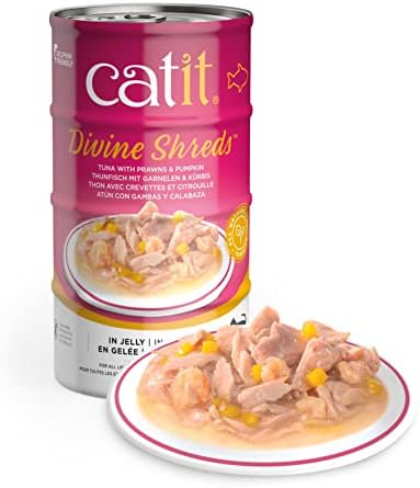Catit Divine Shreds u žele, Premium mokra hrana za mačke, tunjevina sa škampima & bundeva
