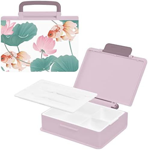 Susiyo Pink Lotus cvijeće i zlatna ribica Bento kutija za ručak s 3 odjeljka za odrasle i tinejdžere