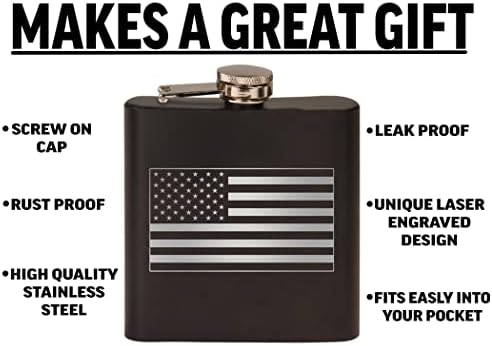 SAD američka zastava od nehrđajućeg čelika Hip tikvica Premium mat crna čini veliki poklon za