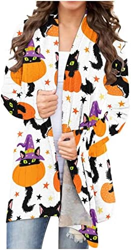 Vintage Halloween Cardigan, ženska plus veličina Jesen odjeća dugi rukav Ispis Otvorite prednji jakni Kaput