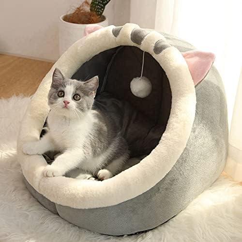 BYBYCD Poluzatvoreni krevet za mačke topla uklonjiva i periva kućica za kućne ljubimce za zatvorene
