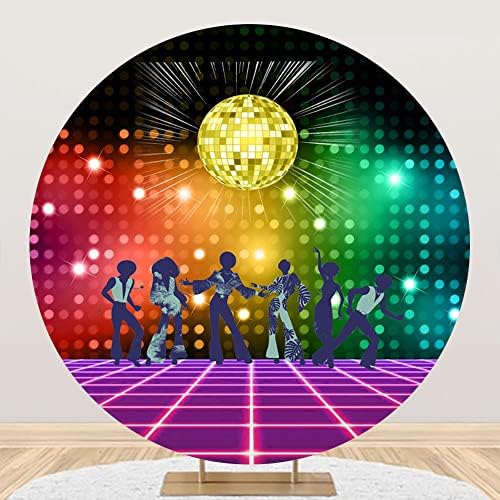 Yeele 7. 5x7. 5ft Vintage 70-ih 80-ih 90-ih Disco Party okrugla pozadina sjajna neonska plesačica