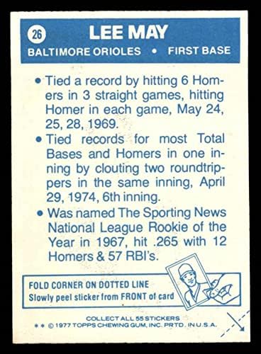 1977. topps 26 Lee May Baltimore Orioles NM / MT Orioles