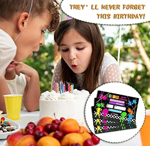Detiho 4 X 6 Glow tematske rođendane kartice sa kovertama - Let Draw-a - Neon Glow Dance Party