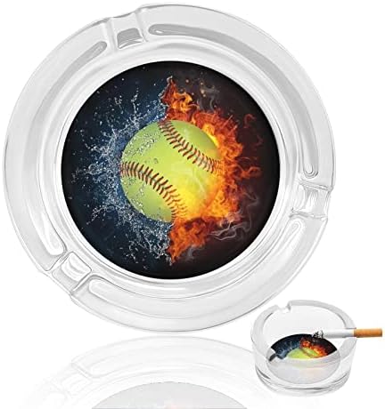 Vatrogasna baseball Sport Glass Peshtray okrugli cigarete Držač za trajke pepela za kućnu kancelariju