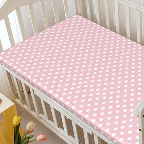 Ružičasti polka tačkice ugrađeni mini krevetići, prenosivi mini krevetići s mekim i rastezljivim pričvršćenim