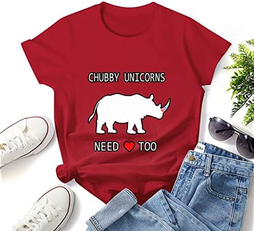 Save Chubby Unicorns ženske Crewneck T-Shirt kratki rukav Tee grafički Casual ljeta vrhova