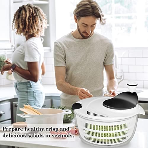 Ourokhome Mašina za sušenje salate, rotaciona mašina za pranje povrća sa kompaktnom posudom i cjedilom,