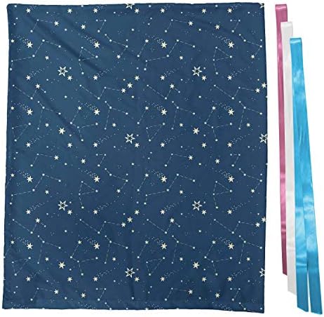 Lunarable Constellation poklon torba, svemirska ilustracija sa nebeskim tijelima i Doodlesima Zvijezda padalica, torbica za zabavu od tkanine sa 3 trake, 27, ljubičasto plava bež