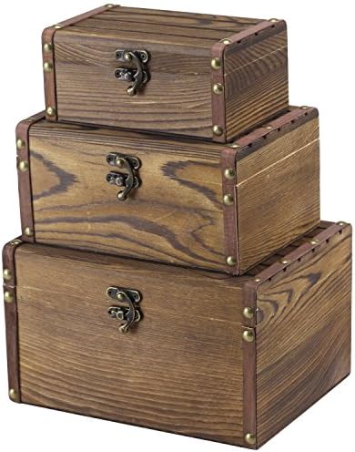 MyGift set od 3 rustikalnog smeđih ukrasnih dekorativnih kutija za odlaganje gniježđenja, nakit