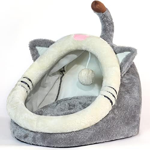 Jiupety Cute Cat Bed, zatvoreni Lovely Crystal Velvet Igloo za mačke i malog psa, topla pećina spava