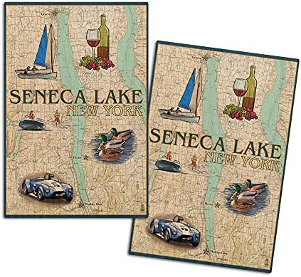 Seneca Lake, New York, Nautička Karta Zidni Znak Od Brezovog Drveta