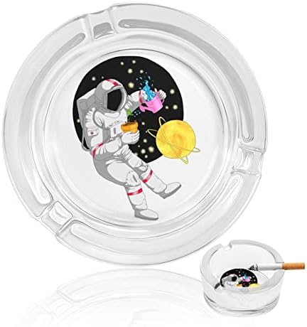 Funy astronaut s mjesecom okruglih staklenih pepeljarskih držača za cigarete kućište slatko pušenje pepela