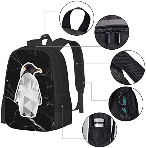Geometrijski-penguin-ruksak, backpack laptop bagere za teretanu crne školske torbe za knjige putovanja