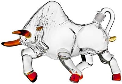 Animal Whisky Decanter Bull na drvenom displeju-za alkohol Scotch Vodka ili vino-500ml