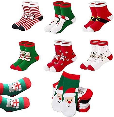 Božićne čarape, 6 parova jesen zimski odmor tople pamučne čarape za djecu Xmas Crew Colorful Sliper