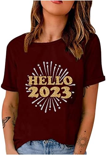 Ženska kratka rukava Tshirt Hello 2023 Print Crop Tops okrugli vrat Casual majice pulover bluza za dame