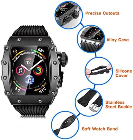 Haodee DIY Metal Watch Case + remen za sat 44mm 3in1 Silikonski satovi za i-satorija Serija SE 7 6 5 4 Dodatna