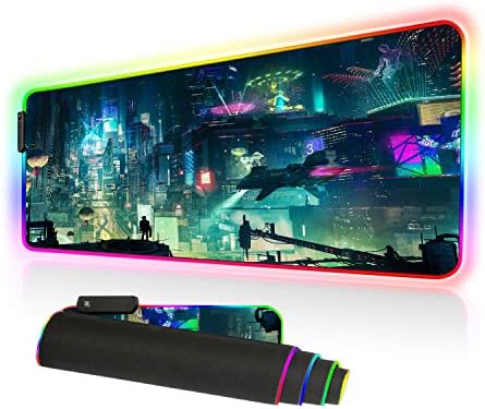 IMEGNY RGB MOUSEPAD Veliki, LED igrački jastučić za miša prevelika užarena prostirka šarena meka