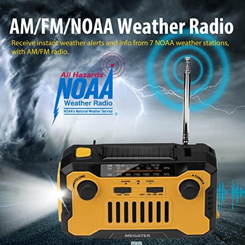 Megatek NOAA Emergency weather Radio sa 5000mah punjačem za telefon, ručni/solarni/Radio za preživljavanje
