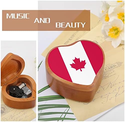 Kanadska zastava Drvena muzička kutija Antikni urezani muzički pokloni za rođendan Božić Dan zahvalnosti