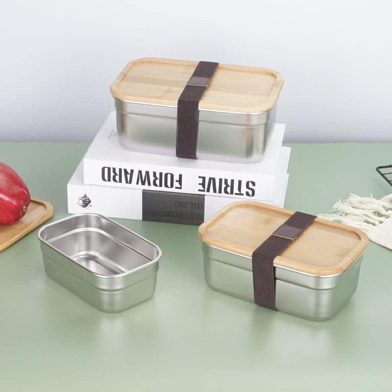 Zyvahehp kutija za ručak sa Bento hranom od nerđajućeg čelika sa kontejnerima od bambusovog poklopca