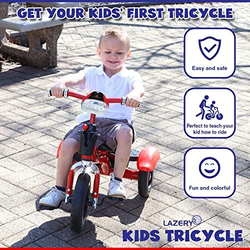 Tricikl za malu djecu - bicikl na 3 točka za djecu od 2-4 godine-sa upravljačem, muzičkim dugmetom,