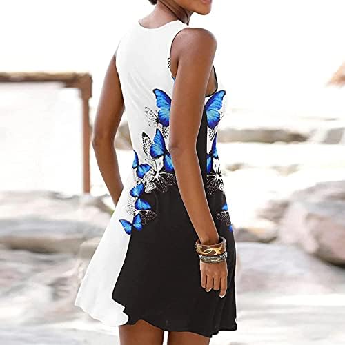 Ženska haljina na plaži 2023 ljetni izrez za posadu boemski cvjetni sarafan Slim Fit Mini ljuljačka haljina