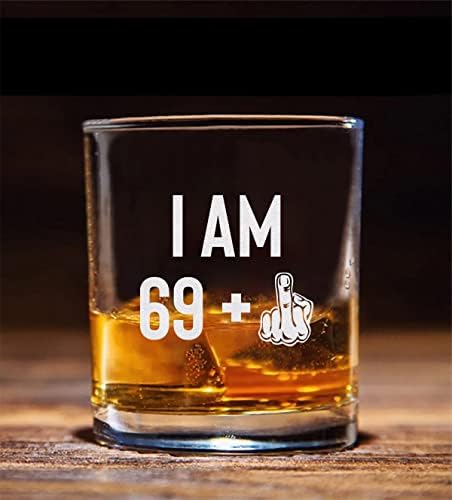 QPTADesignGift Ja sam 69 + srednji prst Whisky Glass-Whisky Glass urezan-70th rođendan-Funny rođendan okreće