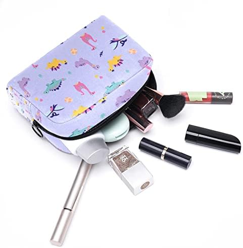 Tbouobt kozmetička torba za žene, šminkerne torbe Sobni toaletni torbica Putni poklon, crtana životinja dinosaur